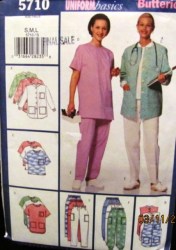 5710 BUTTERICK SCRUBS UNISEX JACKET, VEST,  TOP,  PANTS, APRON EZ PATTERNS S-L